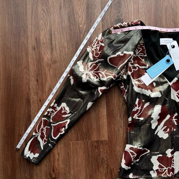 NEW TANYA TAYLOR cameron top in black multi Lame Shimmer 0 - Picture 11 of 17